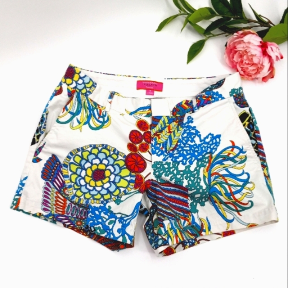 *SOLD* BANANA REPUBLIC Trina Turk Collection Tropical Coral Reef Print Shorts - Picture 2 of 16